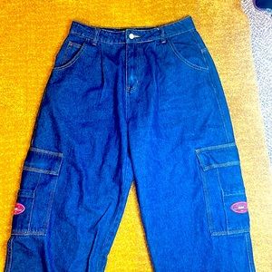 Dark wash blue jeans, color blue, size large, brand SHEIN